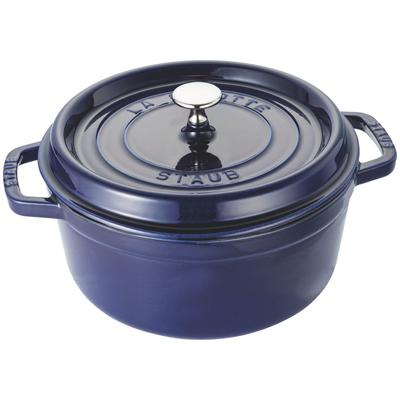 Staub Cocotte Round Granblue большой эмалированный горшок ручной работы, совместимый с IH, японский La Cocotte Round "Pico 24 см" [Авторизованный продукт] 40510-283