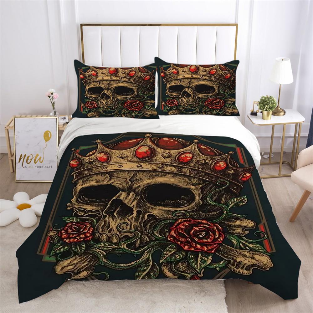 3D Skull Printing Duvet Cover Set Twin Size Microfiber Bedding Set Fashion High Ranking Cool Bedroom Decor