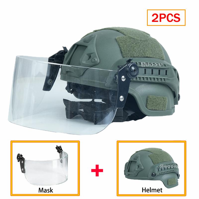 BOOIU Новый тактический шлем Наборы масок для лица Детский MICH2000 Airsoft Быстрый шлем MH Игра CS Легкое регулируемое защитное снаряжение