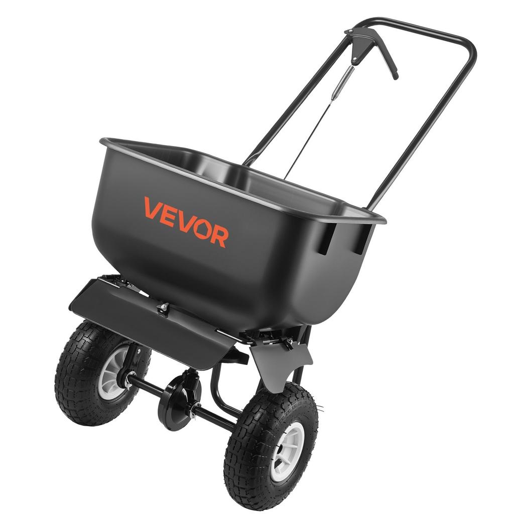 Push Lawn Spreader, 3.6m Spreading Width, Broadcast Spreader with 36.3kg Load Capacity & 10 in All-Terrain Tires, Walk-Behind Garden & Lawn Broadcast
