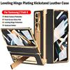 Leveling Hinge Protection Funda For Samsung Galaxy Z Fold 4 Case Plating Leather Stand Holder Cover With Front Screen Glass Film