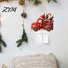 Self Adhesive Festive Wall Stickers Christmas Switch Stickers, Removable Santa Claus/Puppy/Reindeer/Elf/Pickup Truck Light Decorative Holiday