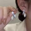 S911 Silver Needle Natural Freshwater Pearl Leaf Earrings Light Luxury Premium 11k Gold Injection Micro-inlaid Zircon Earrings Women