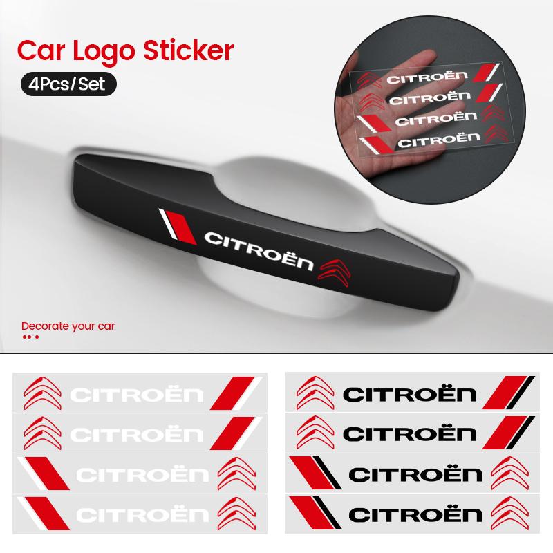 4PCS/Set Car Rear Mirror Sticker Door Handle Decals Exterior Decoration For Citroen C1 C2 C4 C2 C5 C6 C4L CACTUS C3XR HU83/VA2