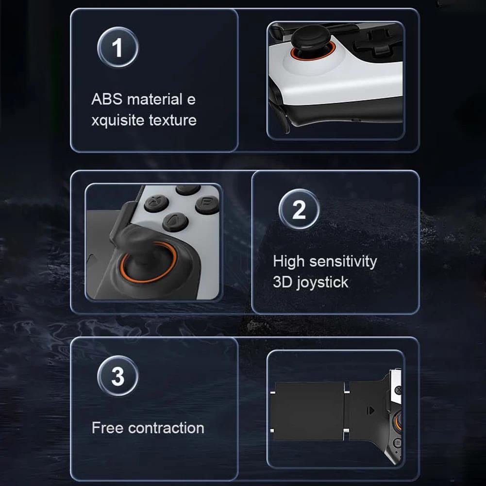 Телескопический геймпад для мобильного телефона D9 с турбо/6-осевым гироскопом/вибрационным игровым контроллером, совместимым с Bluetooth5.3 для Android и iPhone