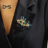 Женская брошь в форме растения со стразами, декорированная капающим маслом, винтажная противоскользящая прищепка для пальто, воротника, шляпы, шарфа, украшения для выпускного бала