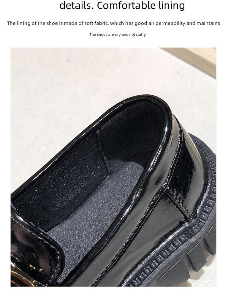 2025 Новые черные кожаные туфли принцессы для девочек - британский стиль, толстая подошва, идеально подходят для детских выступлений весной и осенью