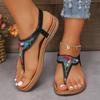 Mix Color Crystal Bohemian Sandals for Women Clip Toe Non-Slip Sandals Woman 2024 Summer Bling Rhinestones Rome Sandalias Mujer