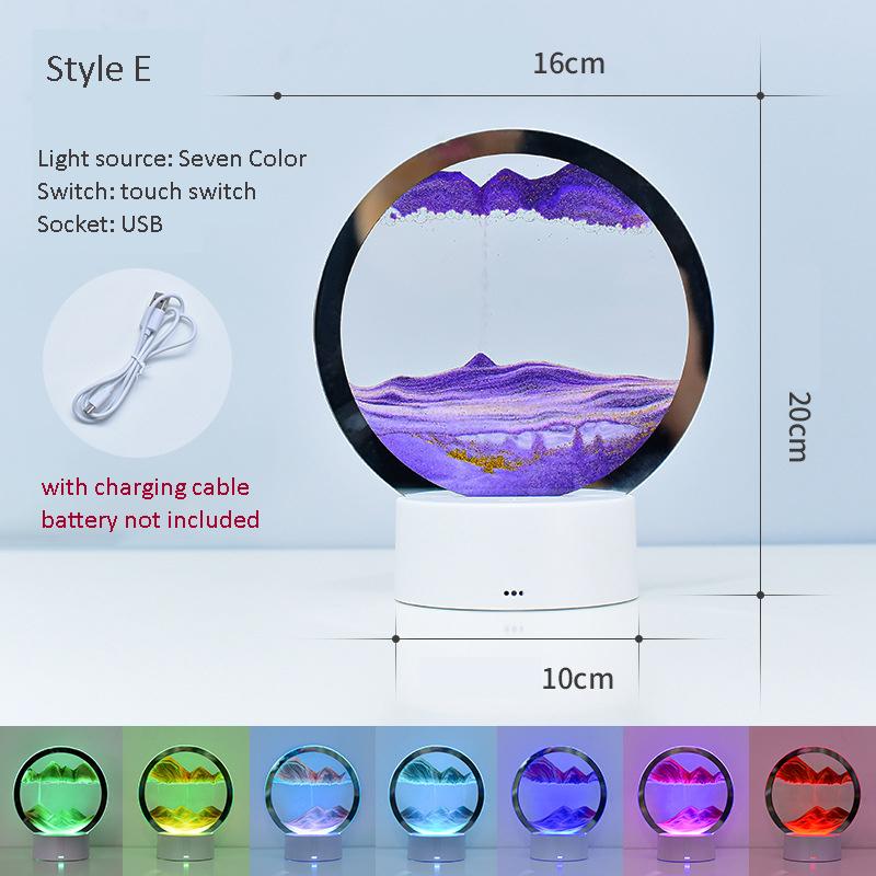 Светодиодная лампа для песка, художественная рамка с движущимся песком, RGB USB, песочные часы, 3D, глубокий морской пейзаж, дисплей в движении, украшение, ночник