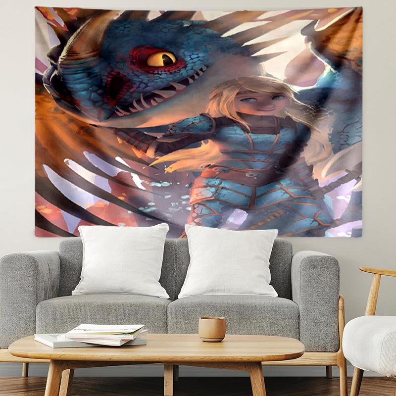 How to Train Your Dragon Print Tapestry, Lightweight Wall Hanging, for Bedroom, Dorm, Living Room, Home Art Decor, Birthday Christmas Gift for Friends