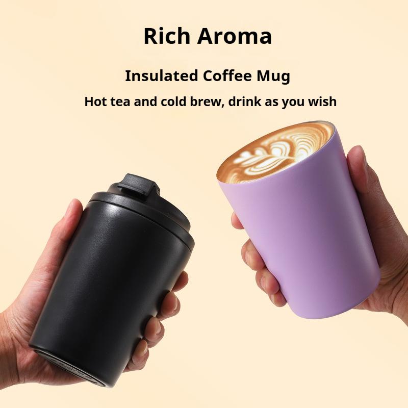 12oz Coffee Mug Stainless Steel Thermos Mug Car Insulated Flask Water Tumbler for Outdoor Sports Non-Slip Travel Vacuum Flask