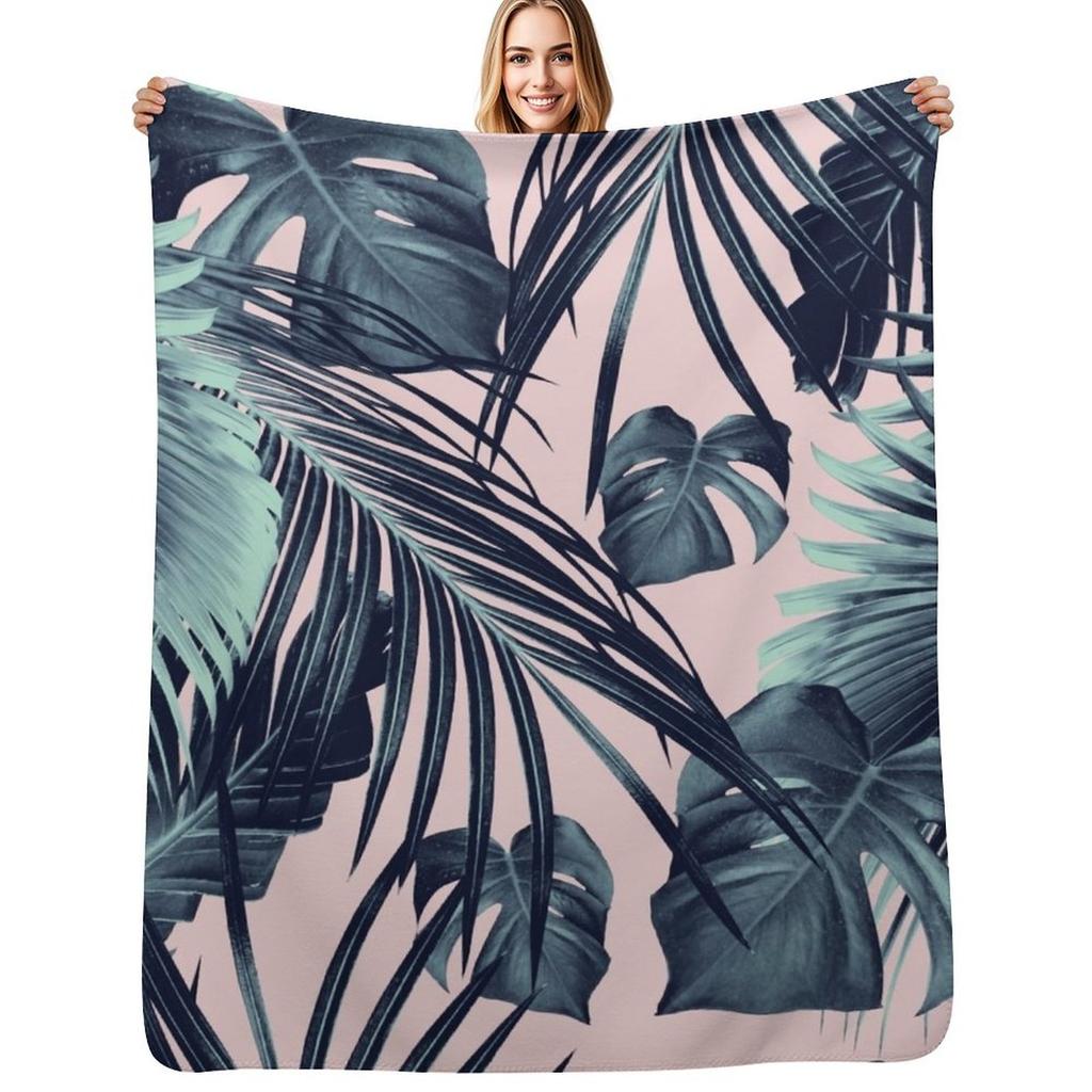 Tropical Jungle Leaves Dream 2 tropical decor art Throw Blanket Warm Comfortable Blanket for Office Napping