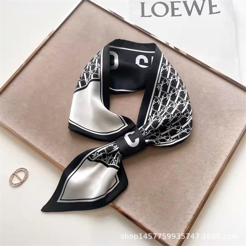 Silk Scarf Small Long Square Scarf Women'S High-End Neck Protection Scarf Professional Matching Shirt Scarf