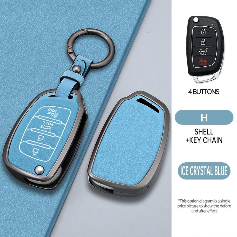 Zinc Alloy Leather Car Folding Key Cover Case Holder Keychain for Hyundai Avante I10 I20 I30 HB20 IX25 IX35/45 TUCSON Accessorie