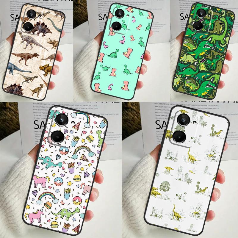 Dinosaur Pattern Case For Realme C67 C55 C53 C51 C35 C33 C31 C30 C25s C21Y GT Neo 5 GT5 9 10 11 12 Pro Plus