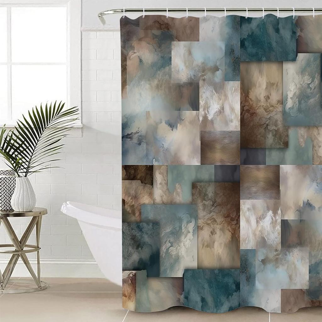 25Style Luxury Abstract Marbling Shower Curtains Geometric Stripes Drapes For Bathroom Accessories Set Bathtub Curtain With Hooks Waterproof