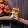 Animal Garden Statue Resin Cat Fishing Figurines Sculpture Frog Fishing Duck Fishing Yard Art Ornament For Fairy Garden Patio