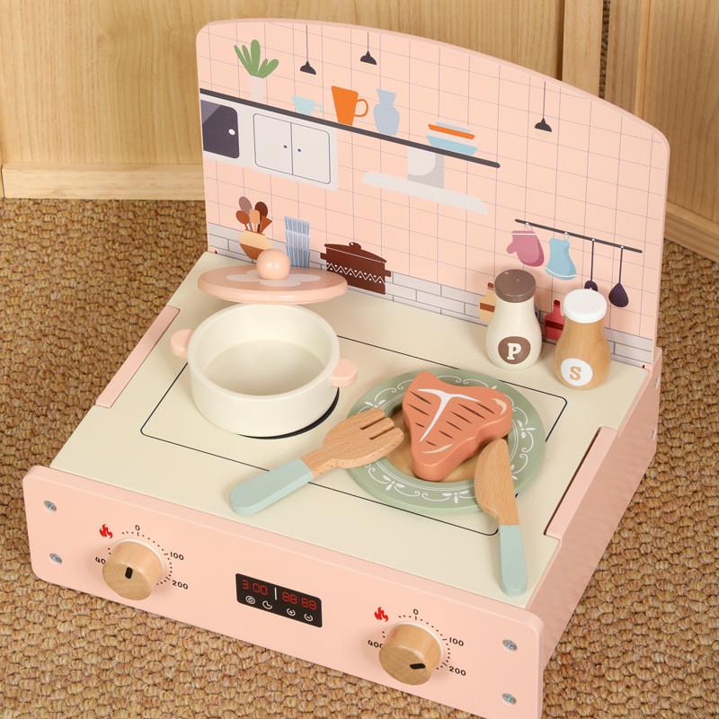 Кухонный деревянный имитационный набор для барбекю и кухонной утвари, детский набор игрушек