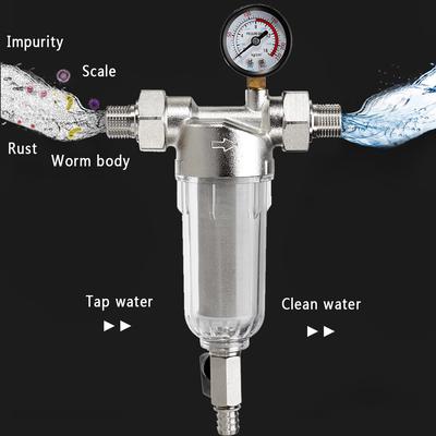 304 нержавеющая сталь ДОМ-Водяные фильтры Передний очиститель Медь Свинец Префильтр Обратная промывка Удаление Ржавчины Загрязняющих веществ Осадка Труба
