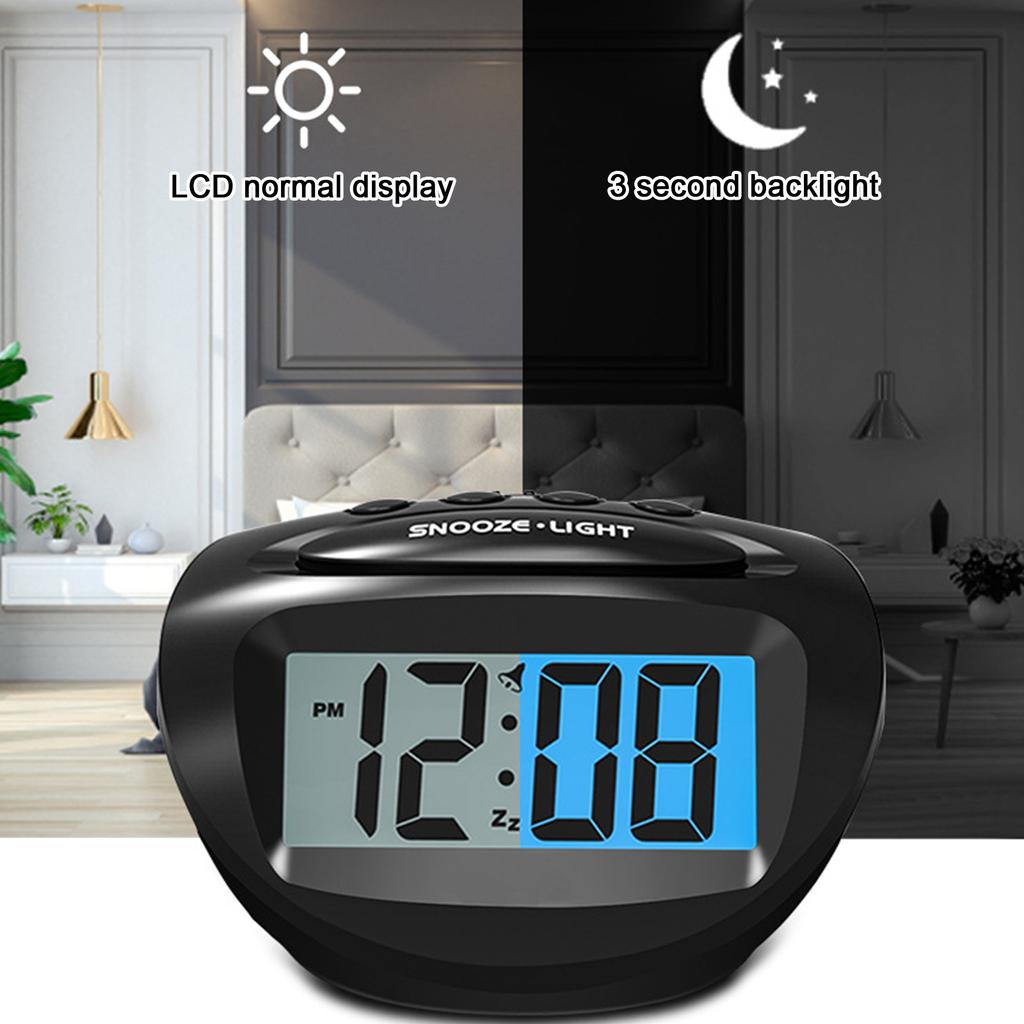Small Digital Alarm Clock For Children,Blue Backlight, Scending Alarm Volume, Basic Clock, LCD Digits Readout, Snooze, Battery Powered