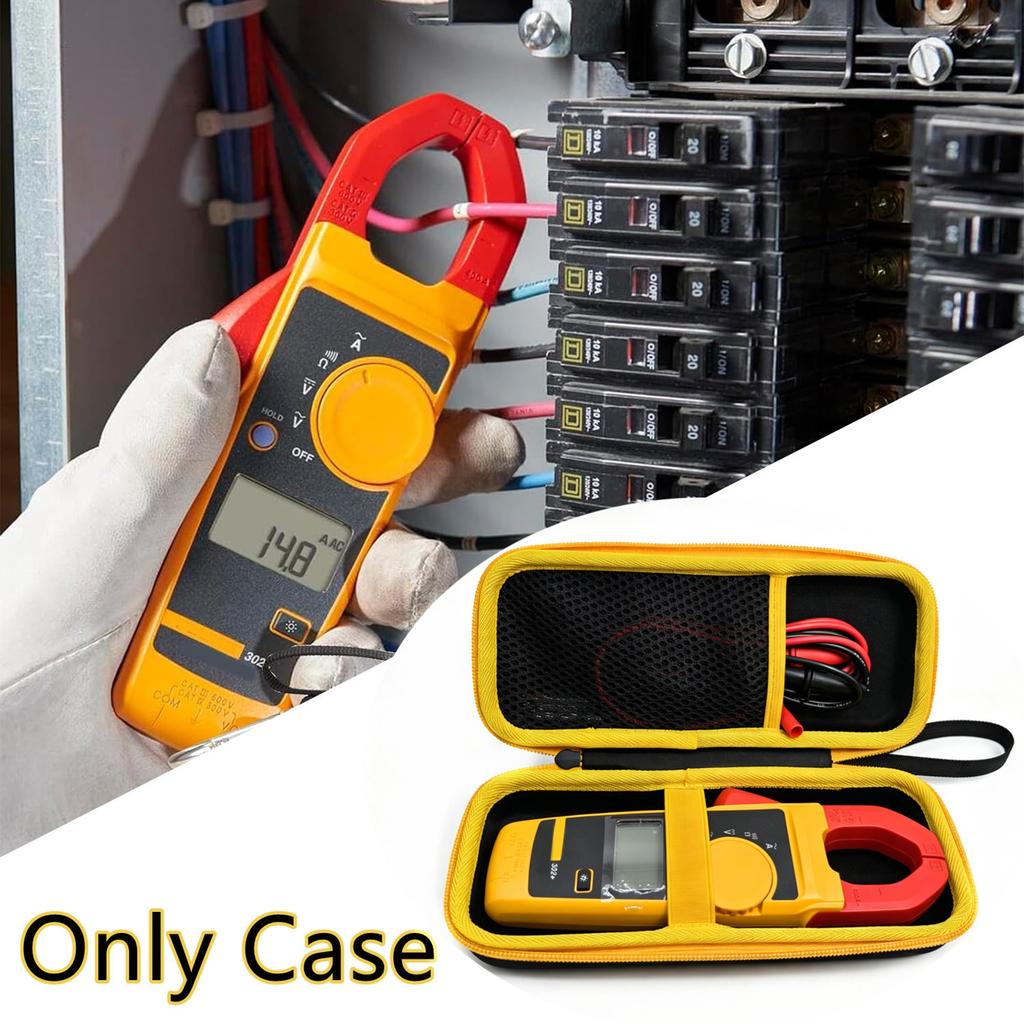 EVA Clamp Meter Holder Bag Fit for Fluke 323/324/325/302 Multimeter Carrying Bag with Portable Handle & Zipper Design
