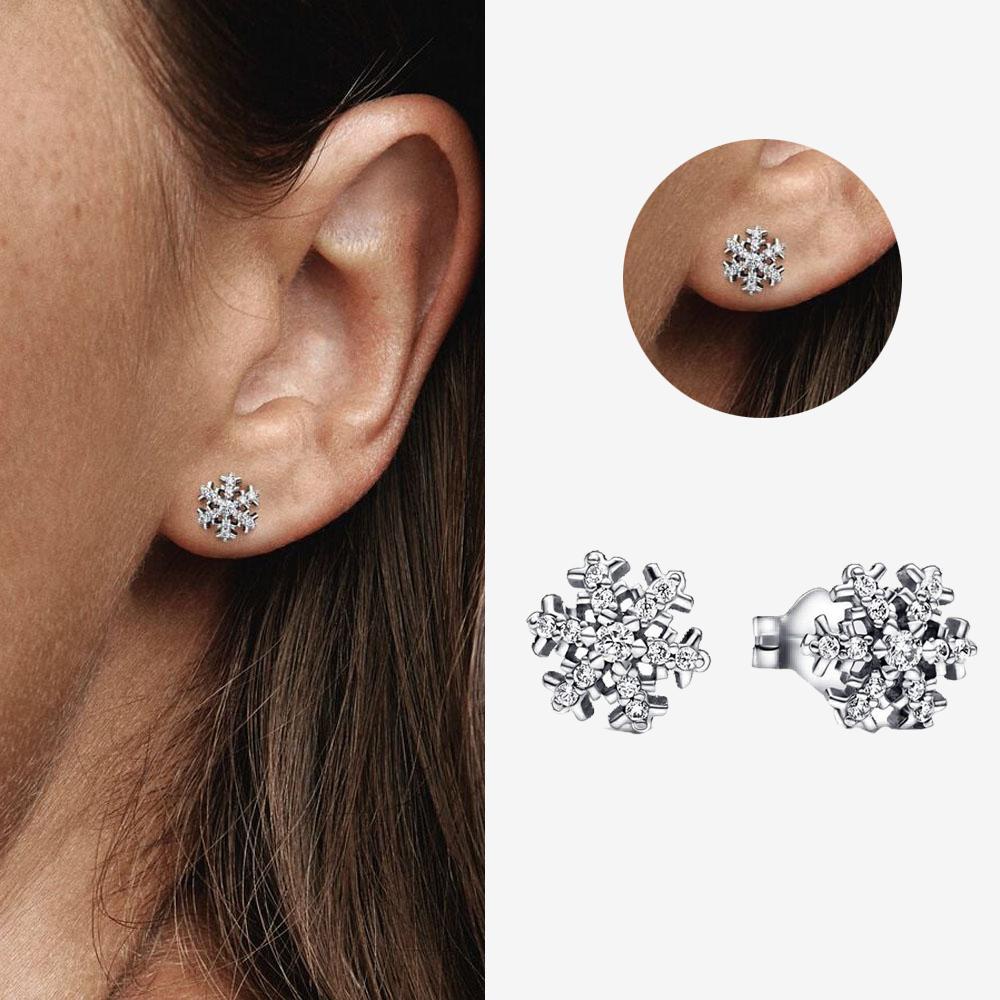 Authentic 925 Silver Cherry Blossom Bow Heart Hoop Stud Drop Earrings plata de ley Jewelry DIY Birthday Gift Original