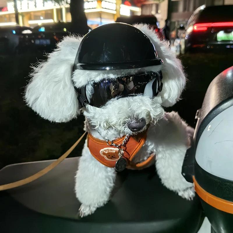 Dog Goggles with Helmet for Small Dogs Punk Style Doggy Helmet Sunglasses Set Small Dogs Outdoor Driving Walking Dog accessories