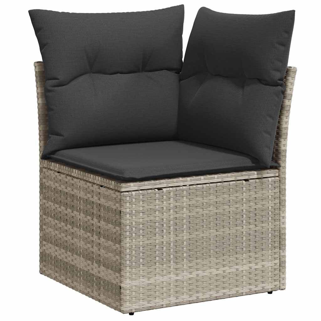 7 Piece Garden Sofa Set with Cushions Light Grey Poly Rattan