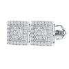 0.012Ct Round Cut Moissanite Screw Back Stud Earrings 14K White Gold Plated