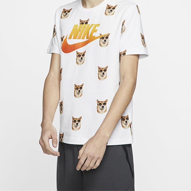 Nike Футболка с коротким рукавом и принтом сиба-ину, повседневная, мужская, белая CT6288-100