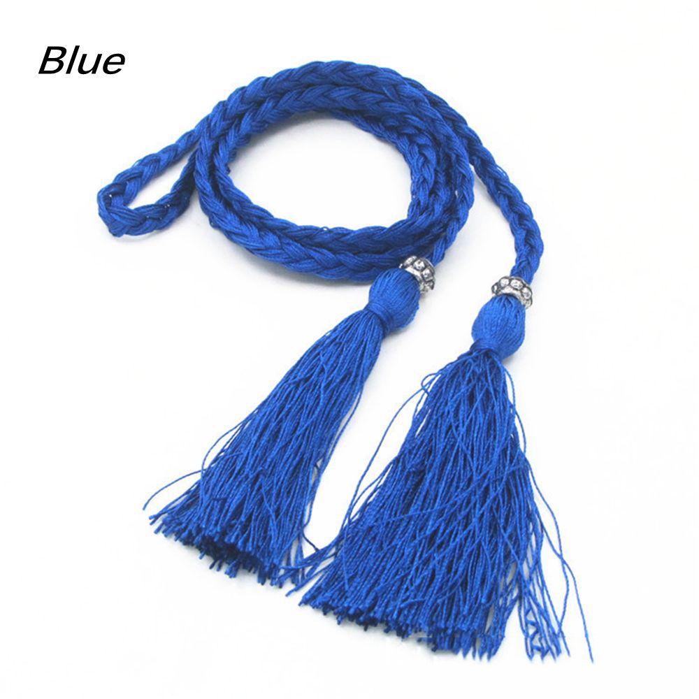 Thin Rope Self-Tie Woven Tassel Belt Bowknot Decorated Waist Women Braided
