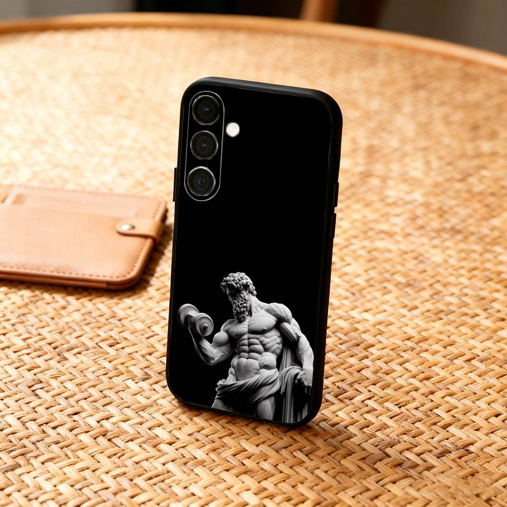 Greek Mythology Statue Fitness GYM Phone Case For Samsung A73,72,71,A52,51,40,41,A22,A32,31,A13, Soft Black Shell