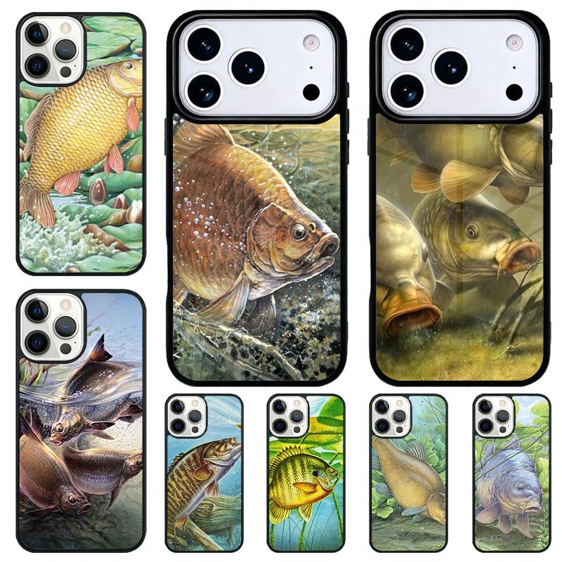 Carps Fish Fishing Phone Case for iPhone 17 Air 16 15 11 12 14 13 Pro Max Shockproof Cover