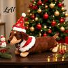 Holiday Themed Soft Toy Christmas Dachshund Plush Toy Cute Dog Stuffed Animal with Santa Hat Sweater Sweater Decor Ornament for Home Shelf Display,