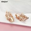 SIMJOO Rose Gold Earrings Simple Design Carved Female Earrings