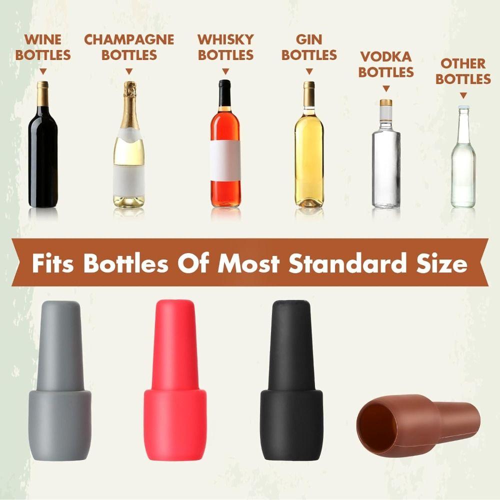 6Pcs Multicolor Silicone Wine Stoppers Reusable Beverage Sealer Wine Bottle Sealer  Sparkling Wine