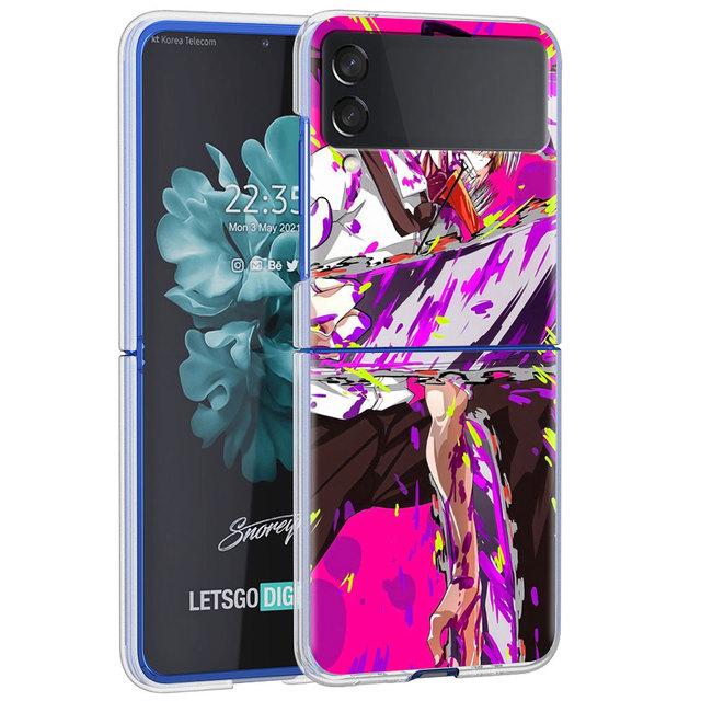 Милый чехол с рисунком человека бензопилы для Samsung Galaxy Z Flip 4 5g, прозрачный жесткий чехол для мобильного телефона Zflip, прозрачный чехол для ПК