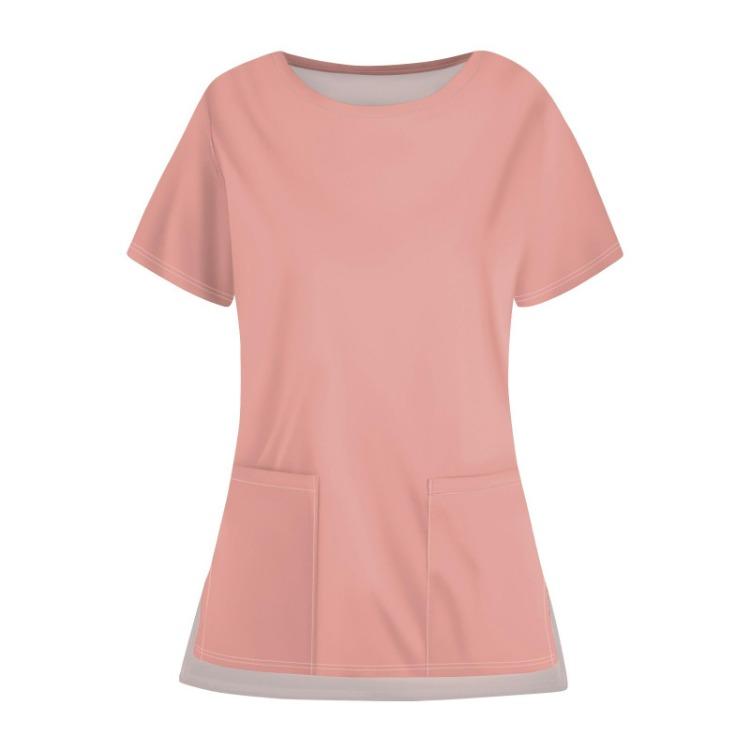 Женский повседневный однотонный топ с карманом, рабочая униформа, круглый вырез, открытый низ, защитный