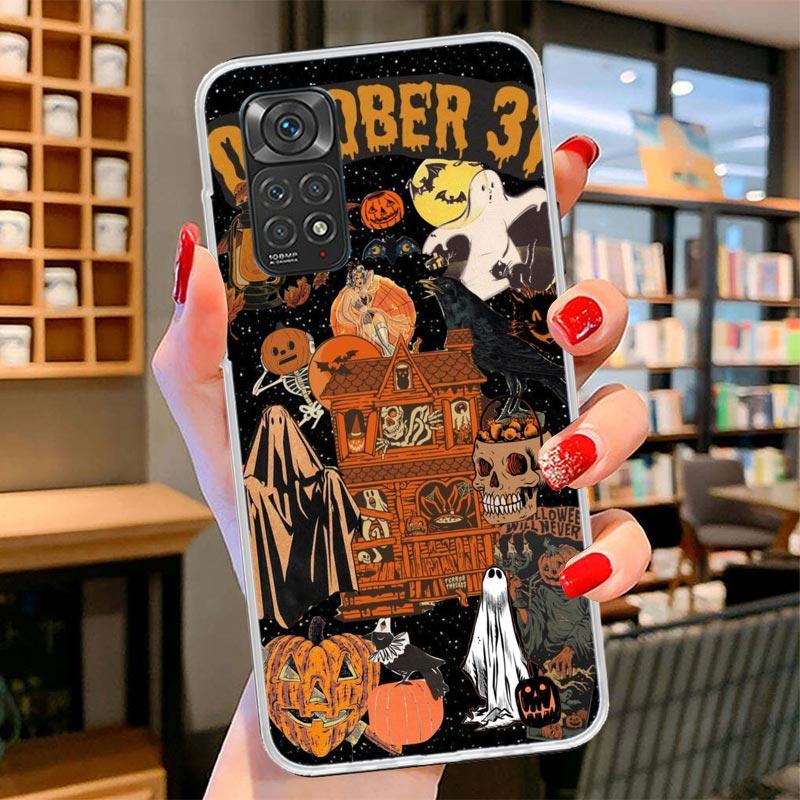 Halloween Fall Art Witch Cat Cover Phone Case For Xiaomi Redmi Note 15 14 13 12 11 10 Pro Plus 14S 12S 11S 11T 11E 10S Soft Fund
