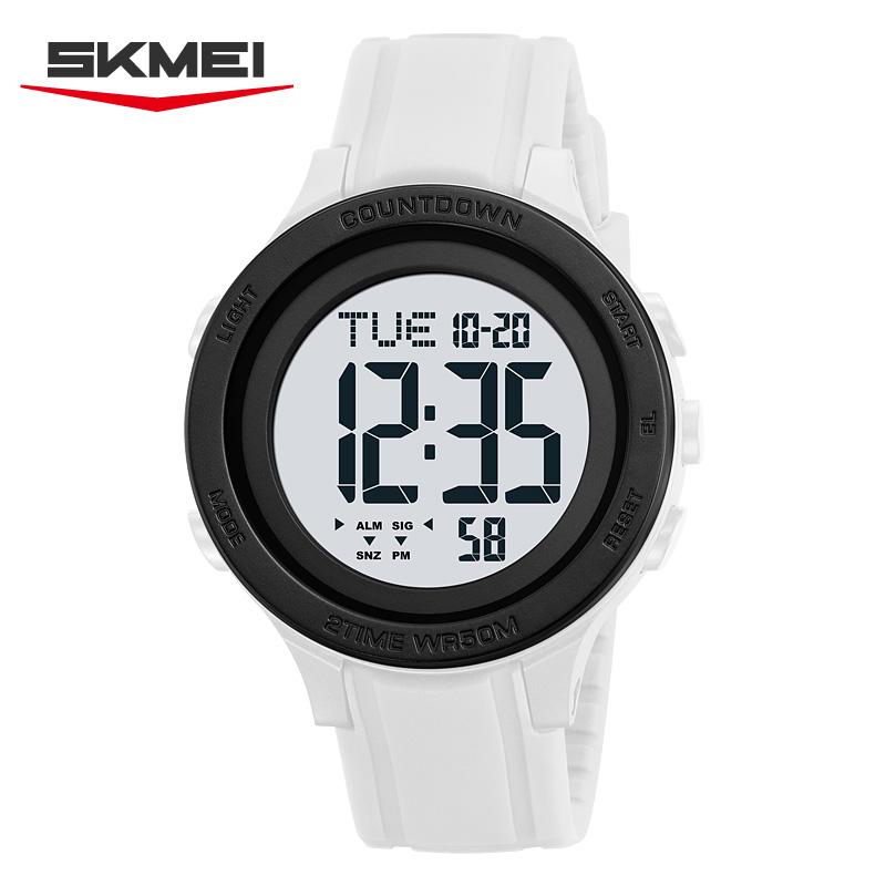 SKMEI 2458 Large Screen LED Display Sports Digital Wristwatches For Men Waterproof Stopwatch Electronics Mens Watch Alarm Reloj