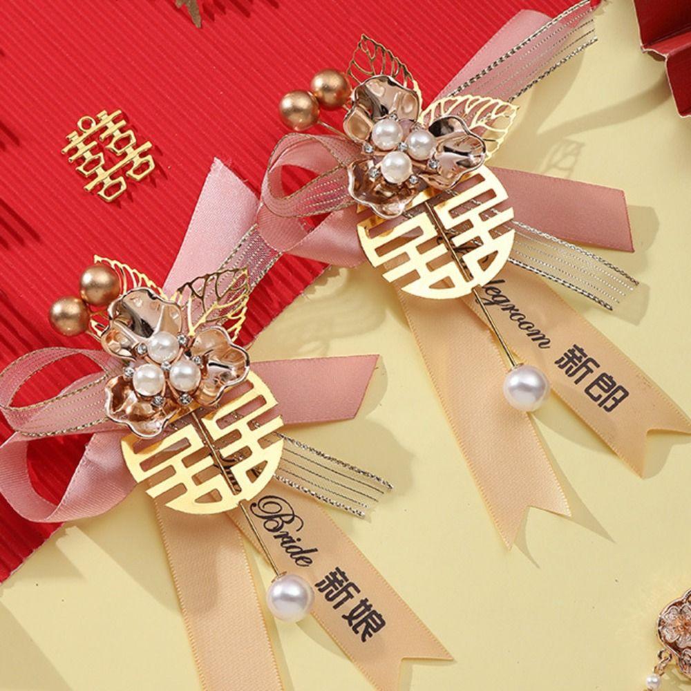 Decorative Parents Bridesmaid Wedding Corsage Chinese Style Corsage Groom Brooch Bride Brooch