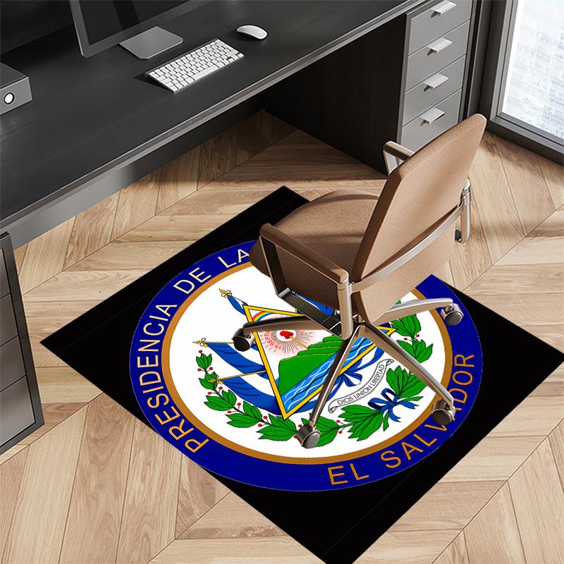 1pc flag of El Salvador Print Area Rug - Soft, Washable Non-Slip Indoor Mat for Office Chairs, Living Room, Home Office Decorative Rug