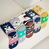 5 Pairs Women's High-quality Combed Cotton Socks Cartoon Pattern Funny Cat Puppy Cute Fashion Striped Mid-calf Socks