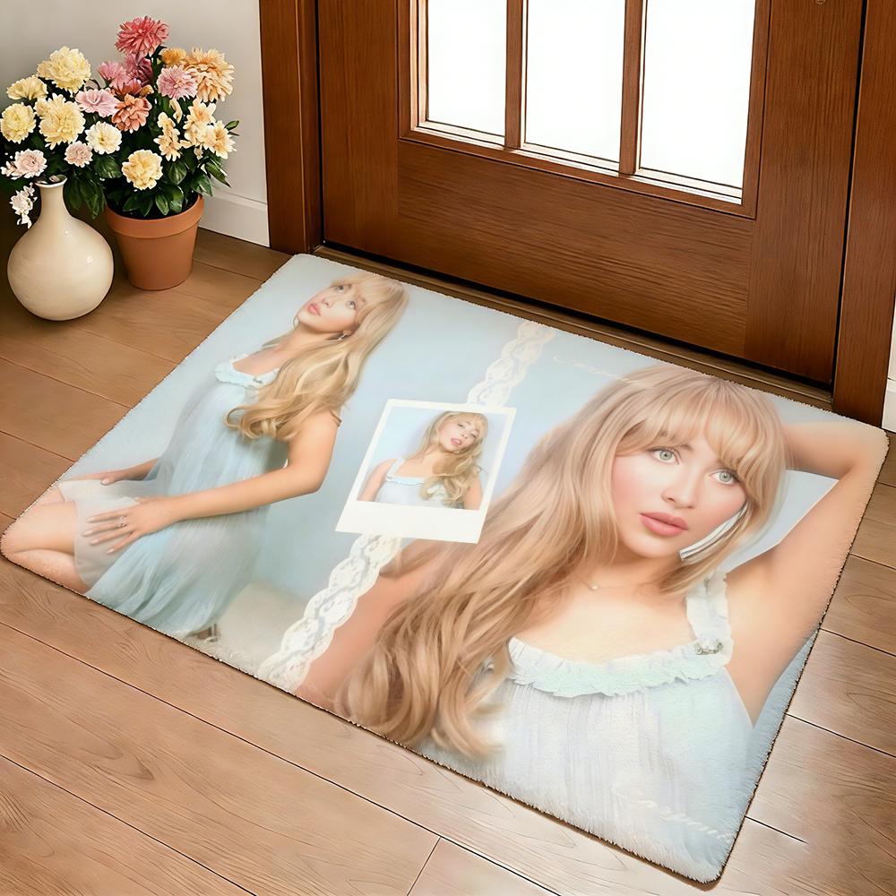 S-Sabrina Carpenter Floor Mat Cozy Flannel Soft Thick Non-Slip Mat For Living Room Bedroom Kitchen Decor Rugs