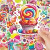 50PCS Cute Candy Dessert Creative Waterproof Stickers for DIY Notebooks, Journals, and Suitcases.
