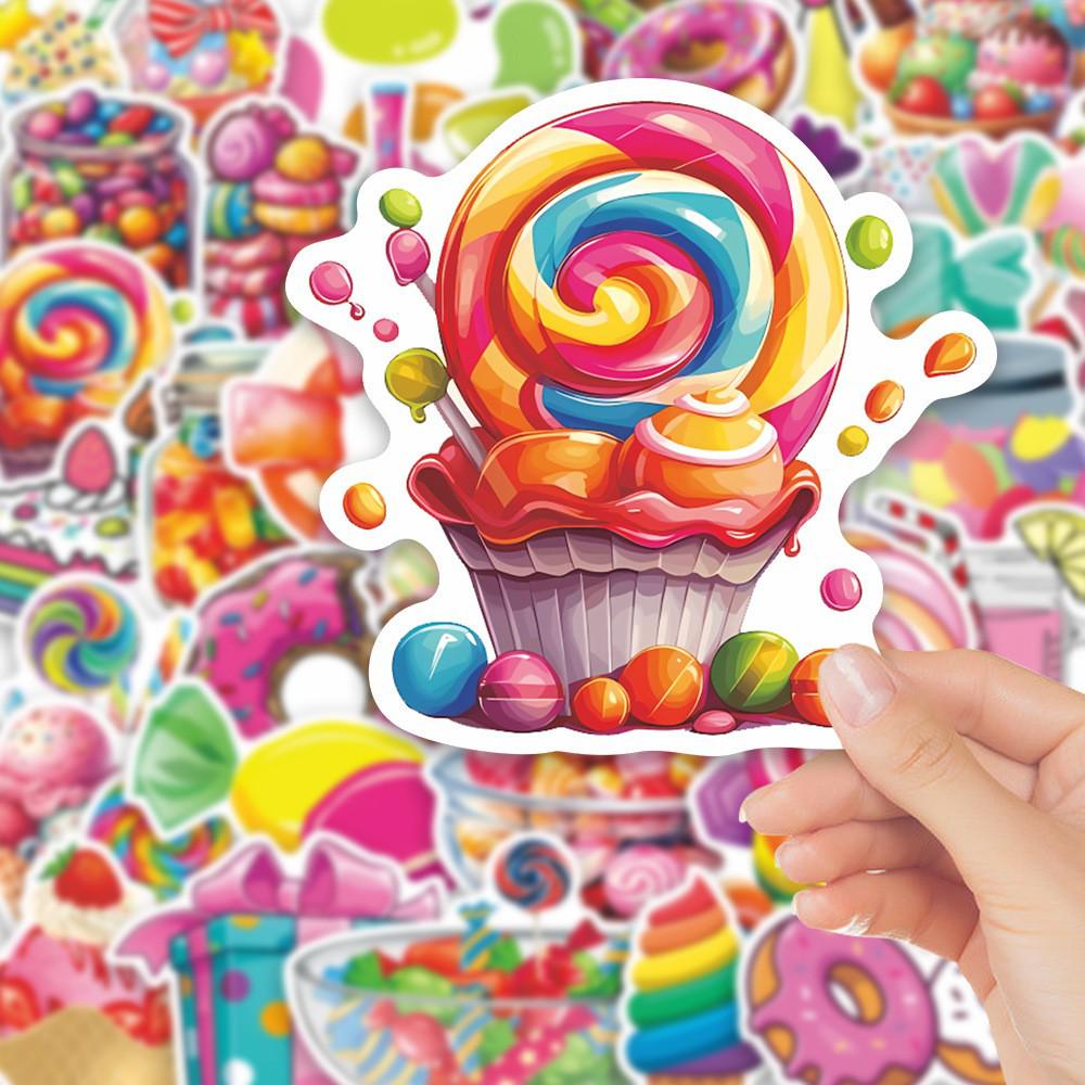 50PCS Cute Candy Dessert Creative Waterproof Stickers for DIY Notebooks, Journals, and Suitcases.