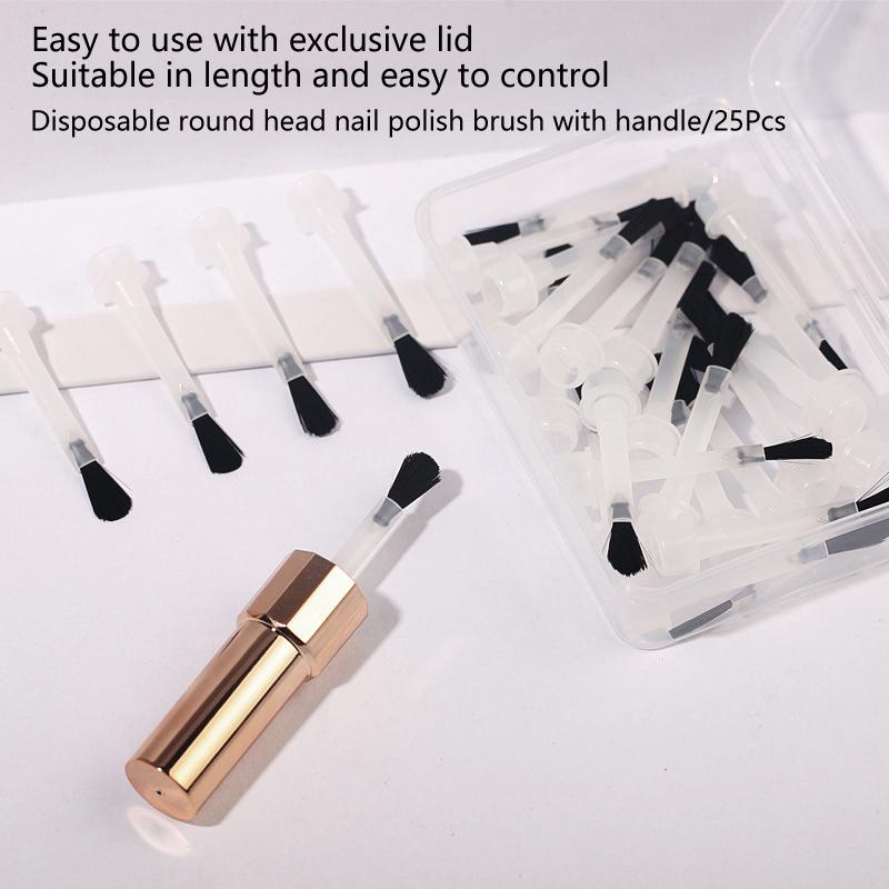 25Pcs/Box Disposable Nail Polish Brush Nail Polish Bottle Replacement Brush Nail Art Brush Liquid Applicators Manicure Tools