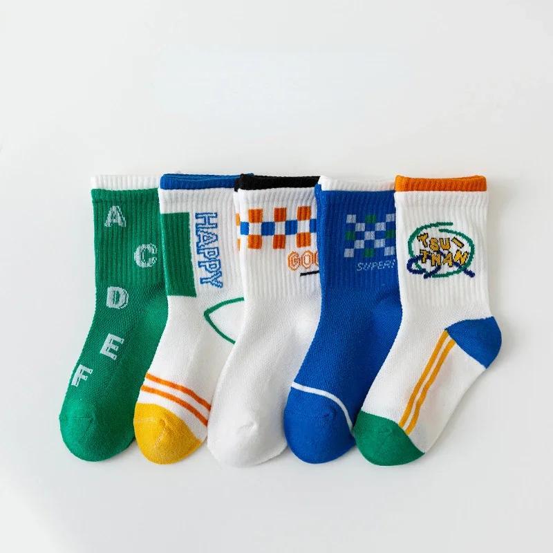 5 Pairs New Solid Color Baby Boys Girls Knee High Long Socks Winter School Uniform Socks Cotton Breathable Soft Kids Sock