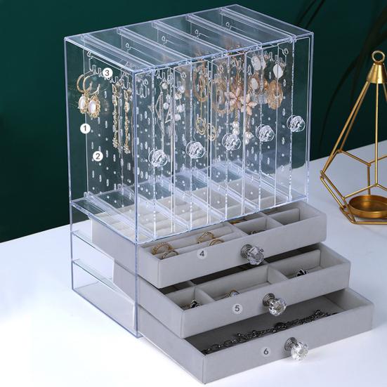 Полка для хранения ювелирных изделий, прозрачная большая вместительная пылезащитная вертикальная подставка для сережек, ящик для хранения ювелирных изделий, ящик для хранения ювелирных изделий