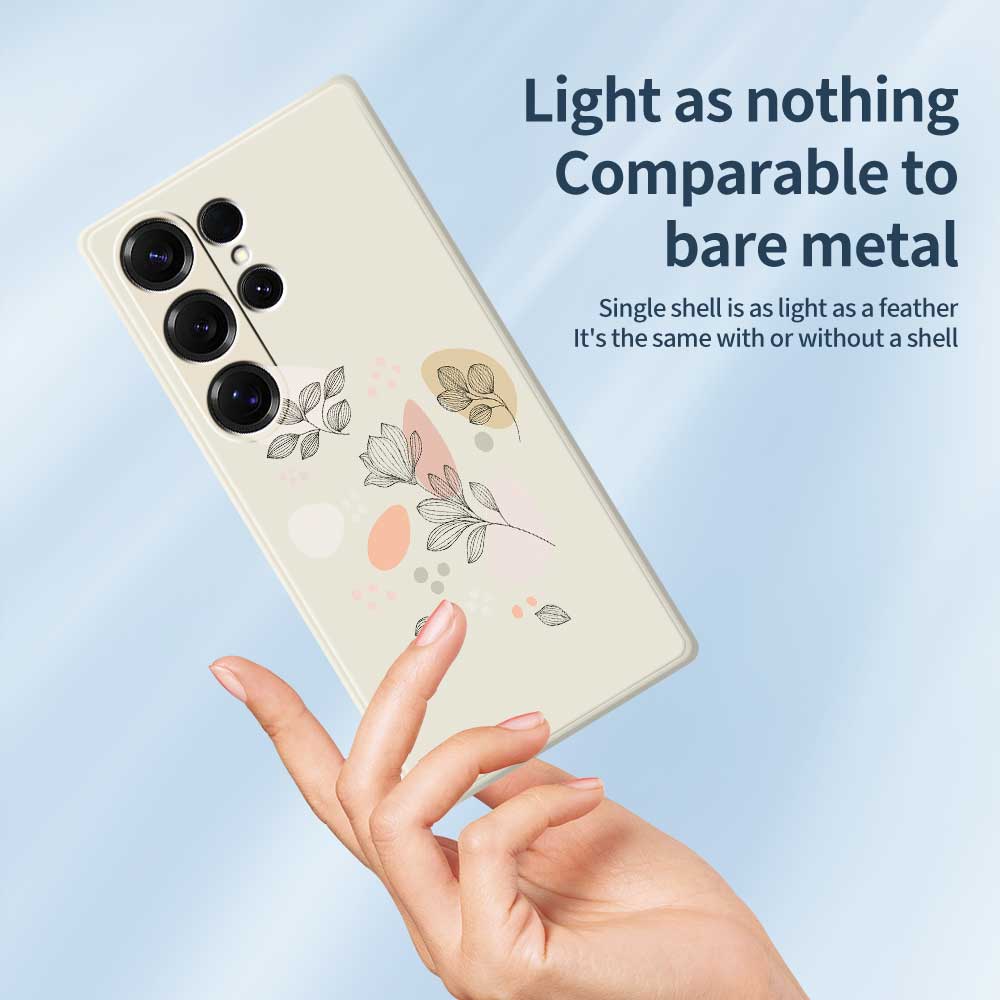 Для Samsung Galaxy S25 Ultra Чехол Эскиз Листья Узор Печать Прямой Край ТПУ Задняя Крышка Телефона